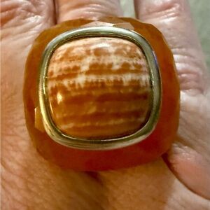 Whitney Kelly Sterling Silver Carnelian Dome Ring Sz 6